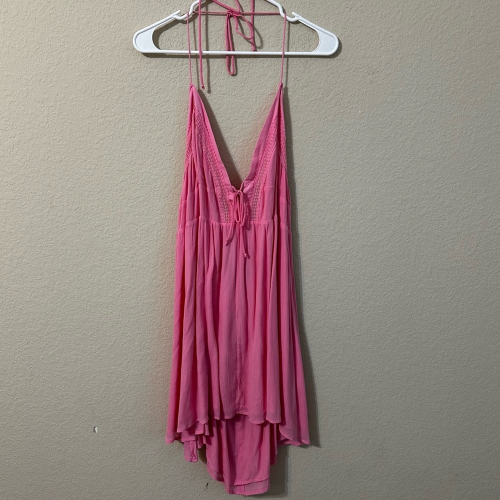 Delia’s Dress Pink Sleeveless Halter Tie Neck & Front Mini Zipper Plus Size